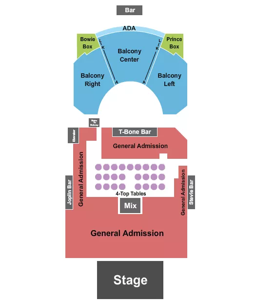 seating chart for House Of Blues - Houston - Endstage GA Floor/Rsvd Balcony - eventticketscenter.com